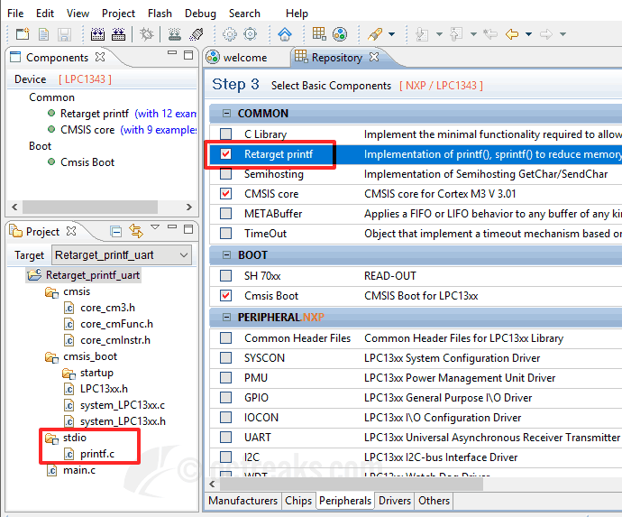 CooCox CoIDE Retarget Printf Settings