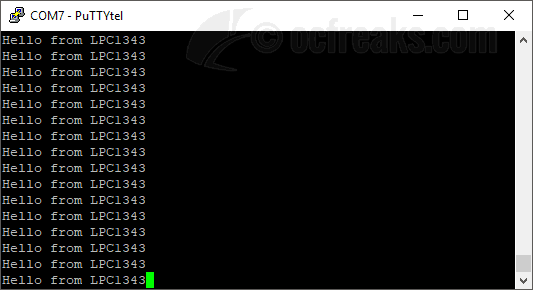 LPC1343 UART Example 1 output