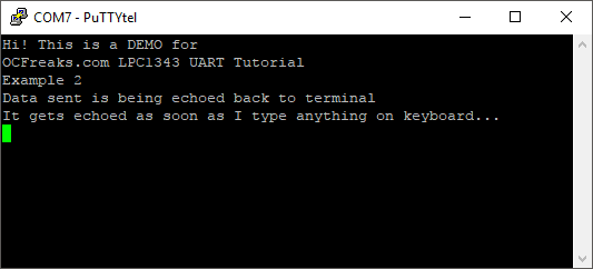 LPC1343 UART Example 1 output